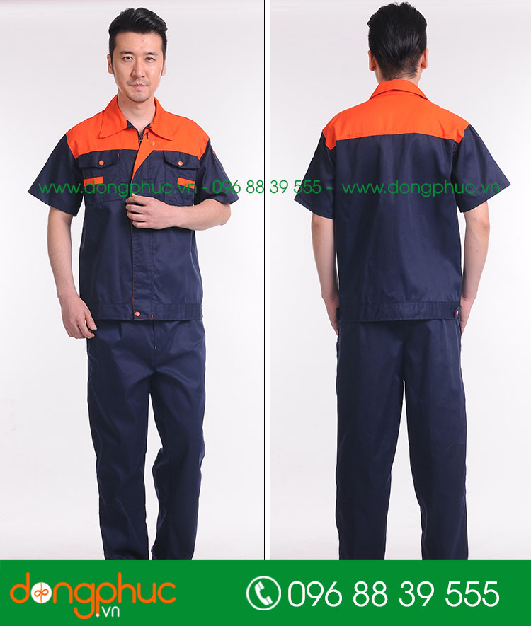 Mẫu bảo hộ màu tím than phối cam cộc tay